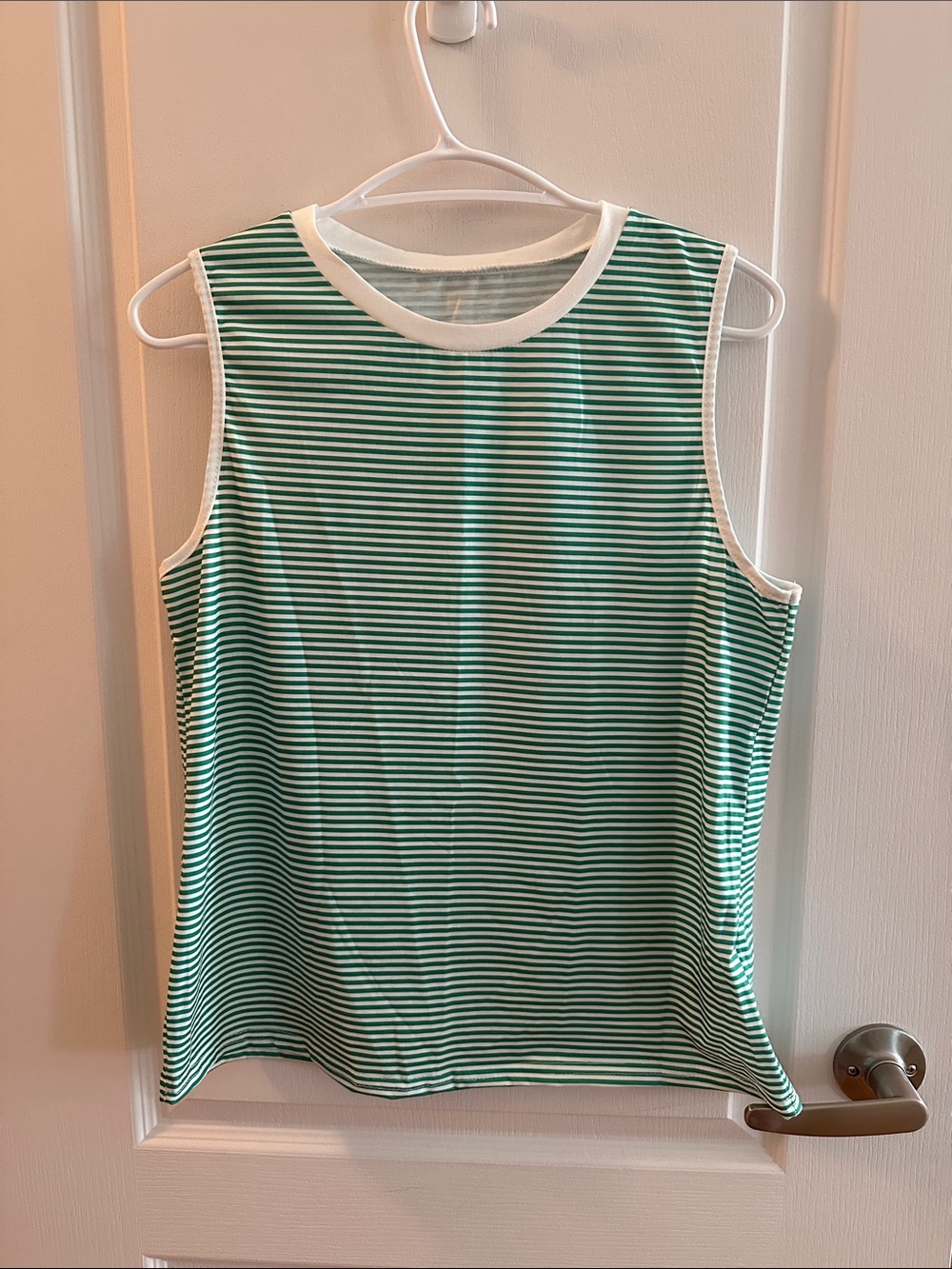 SHEIN green and white striped sleeveless top